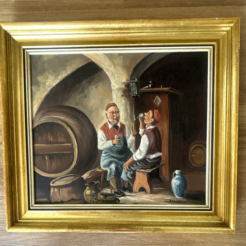 Gerahmtes signiertes gemälde - gerahmtes,