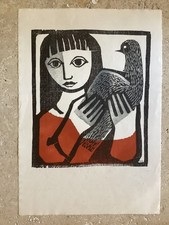 Holzschnitt - Mädchen mit