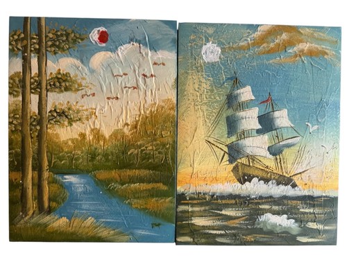 2er set gemälde segelschiff - segelschiff, &