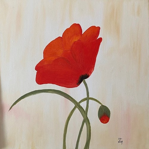 ölbild mohn bild zeichnung - Ölbild,
