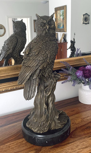Bronze eule skulptur uhu - bronze,