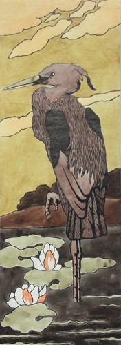 Reiher jugendstil aquarell - reiher,,