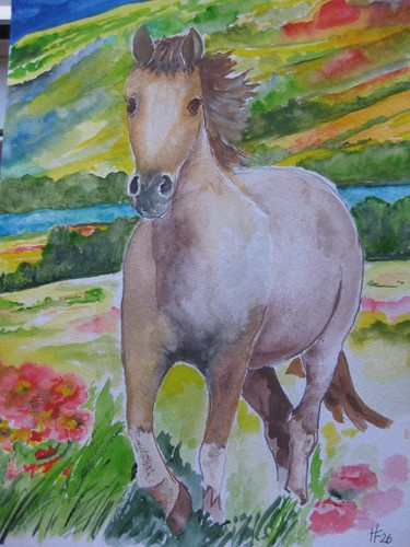 Aquarell original wildpferd - aquarell,