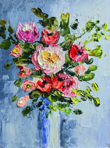 Abstrakte blumen ölbild - abstrakte,