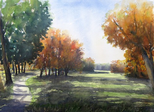 Landschaftsaquarell - , "