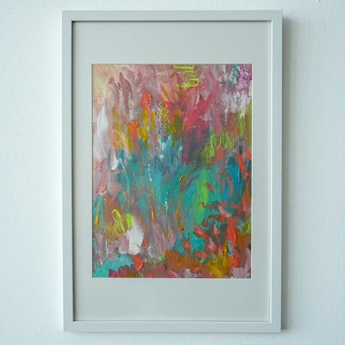 Gemälde auf papier - papier, eingerahmt