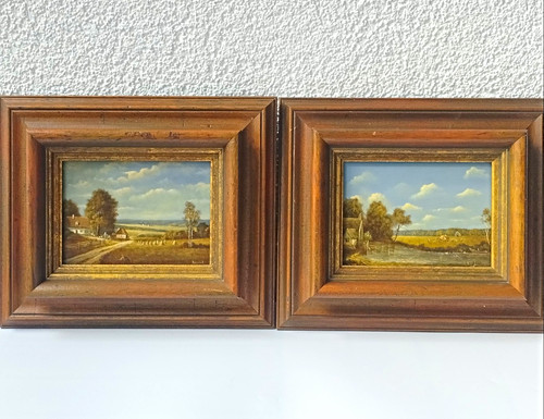 2er set ölgemälde auf holz - set,