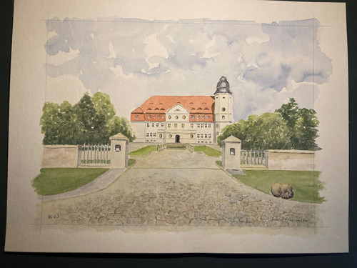 Aquarell schloss fleesensee - aquarell,