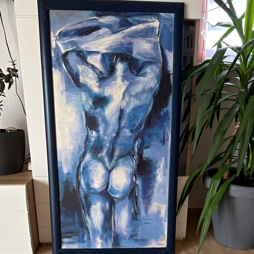 Abstraktes blaues akt - abstraktes, akt-gemälde