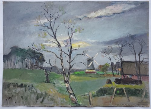 Gemälde öl landschaft - Öl, mühle
