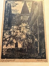 Antiker Holzschnitt Signiert