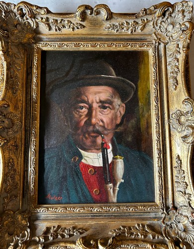 Pfeifenraucher portrait öl - pfeifenraucher,
