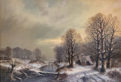 ölgemälde landschaft winter - landschaft,