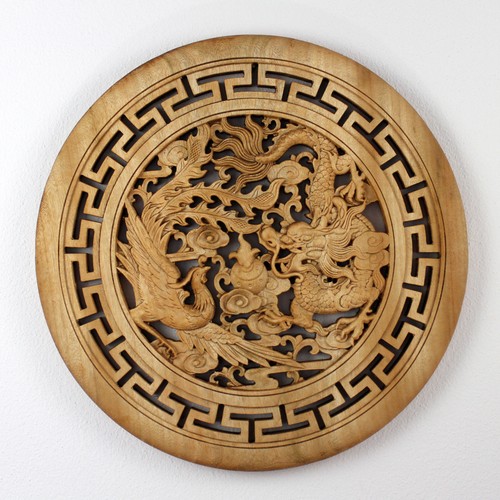Holz wandbild groß drache - holz-wandbild, "drache