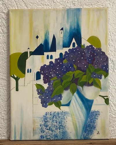 ölbild hortensiendorf bild - Ölbild, "hortensiendorf"