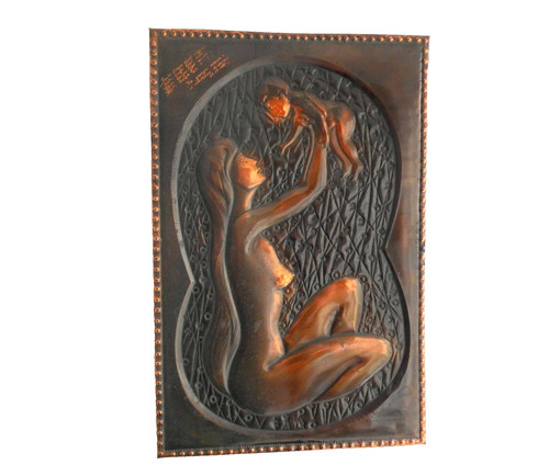 Vintage kupfer bild frau mit - bild,